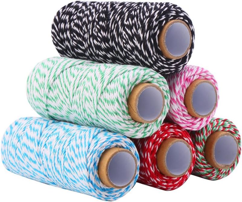 Photo 1 of  Twine Cord Cotton String Rope for Gift Wrapping, Arts Crafts Pack of 6, WHITE
