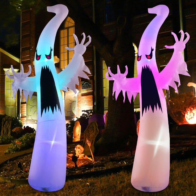 Photo 2 of ****STOCK PHOTO FOR REFRENSE**** GOOSH 12 FT Halloween Inflatables Ghost Outdoor Decorations Blow Up Yard Giant Scary Red Eye Ghost with Built-in Colorful LEDs for Garden Lawn Indoor Party Decor