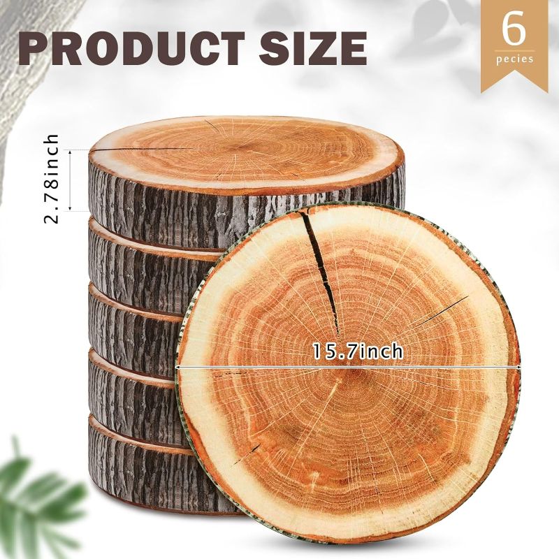 Photo 2 of (READ FULL POST) 6 Pcs Round Throw Pillow Wood Slice Chair Pillow Decorative Wood Sofa Pillow Tree Stump Floor Cushion Natural Wood Cushion Pillow 3D Digital Printing Forest Decor for Bedroom Living Room (Realistic)