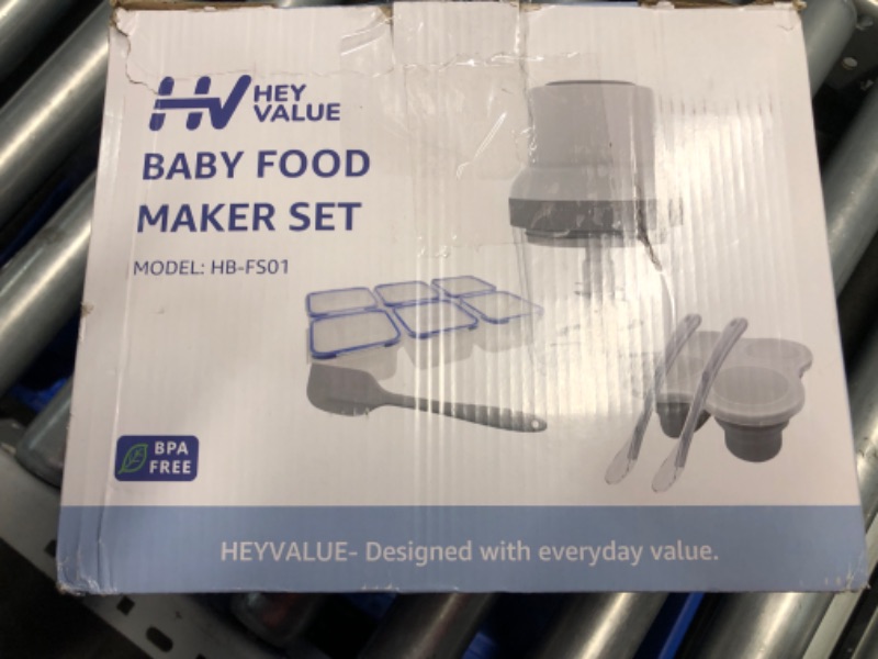 Photo 2 of *** SEE NOTES ***  HEYVALUE Baby Food Maker, 13-in-1 Baby Food Processor Sets, Fruit, Vegatable, Meat, Food Puree Blender with Baby Food Containers, Food Freezer Tray, Silicone Spoons, Silicone Spatula (Dark Blue)