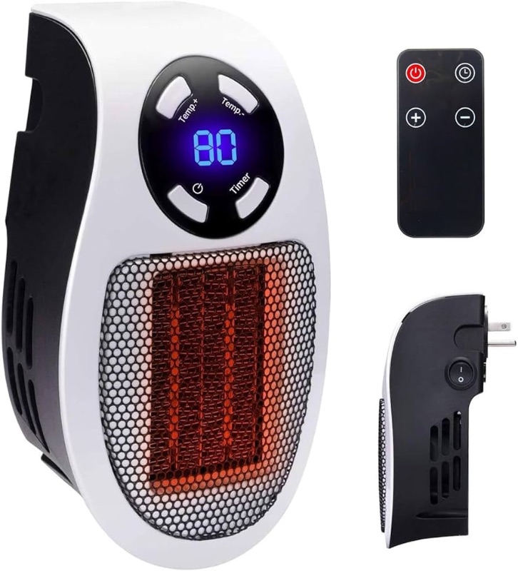 Photo 1 of ***MISSING REMOTE***

350W&450W Space Heater, Remote Wall Outlet Electric Space Heater as Seen on TV with Adjustable Thermostat and Timer and Led Display, Compact for Office Dorm Room