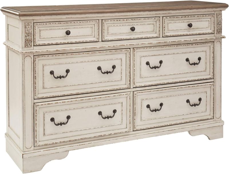 Photo 1 of **** SEE PHOTS***Signature Design by Ashley Realyn French Country 7 Drawer Two Tone Dresser, Chipped White
