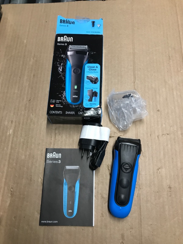 Photo 2 of ***(MISSING PARTS/ SEE NOTES)***
Braun Electric Razor for Men, Series 3 310s Electric Foil Shaver, Rechargeable, Wet & Dry Blue 1 Count (Pack of 1)