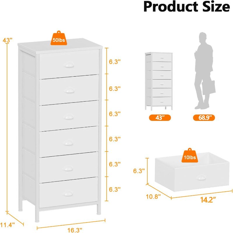 Photo 4 of (NON-REFUNDABLE __ PARTS) Furnulem White Tall Dresser for Bedroom