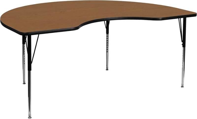 Photo 1 of **(TABLE TOP ONLY)** Flash Furniture Wren 48''W x 72''L Kidney Oak Thermal Laminate Activity Table 