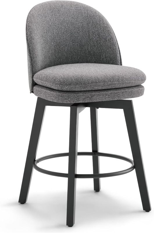 Photo 1 of ***DAMAGED - LEG BROKEN - SEE PICTURES - PARTS LIKELY MISSING***
Counter Height Barstools 26 inch Upholstered Swivel Bar Stools with Back for Kitchen Island,Set of 1,Dark Grey Fabric-Armless