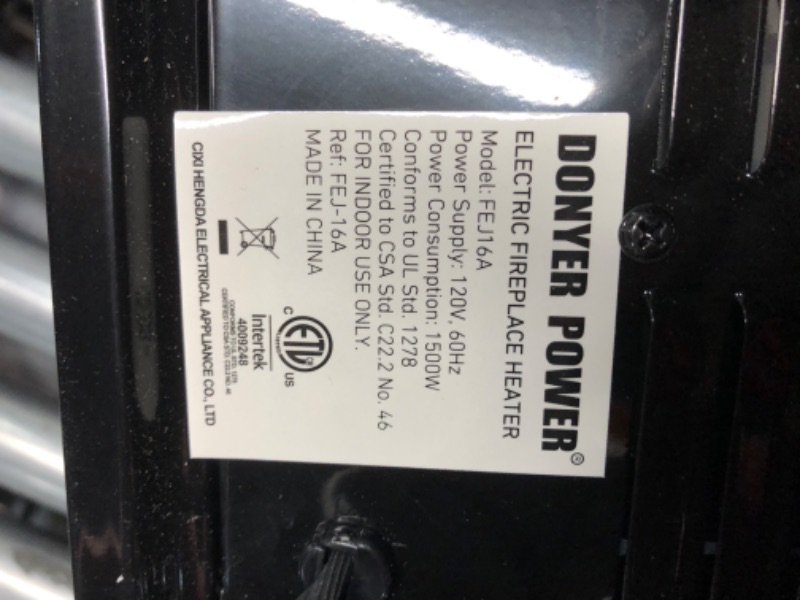 Photo 6 of ***USED - POWERS ON - UNABLE TO TEST FURTHER***
DONYER POWER 1500W Mini Electric Fireplace Tabletop Portable Heater,14'' (Black, Metal)