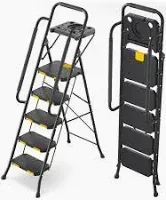 Photo 1 of 5 Step Stool Metal Folding Step Ladder with Tool Platform,Ladder KINGRACK