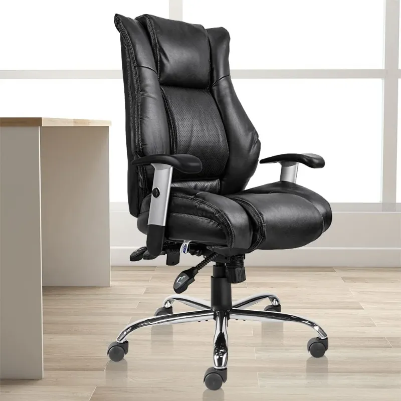 Photo 1 of ***USED - LIKELY MISSING PARTS - UNABLE TO VERIFY FUNCTIONALNITY - SEE PICTURES***
Ergonomic Big and Tall Executive Office Chair with Lumbar Support, High-Back, Height Adjustable Armrests, PU Leather, Black