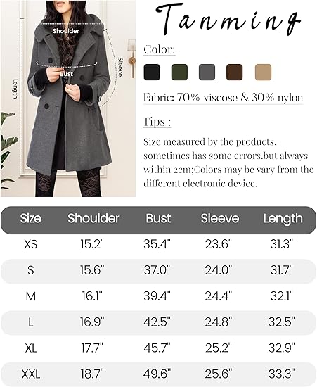 Photo 3 of (READ FULL POST) Tanming Women's Warm Double Breasted Wool Pea Coat Trench Coat Jacket with Hood XXL 