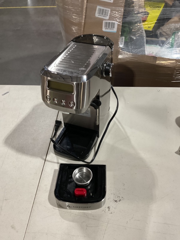 Photo 2 of **FOR PARTS ONLY**(NON REFUNDABLE)
amzchef Espresso Machines 20 Bar, Espresso Maker with Milk Frother & LCD Panel, Adjustable Temp, Compact Cappuccino Machines for Home Gifts, Stainless Steel