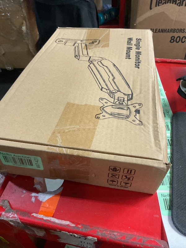 Photo 1 of MOUNT PRO Single Monitor Wall Mount for 13 to 32 Inch Computer Screens, Gas Spring Arm Holds Up to 17.6lbs, Full Motion Adjustable,VESA Mount 75x75, 100x100,White