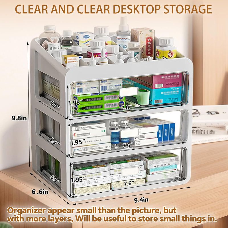 Photo 4 of (READ FULL POST) Drawer-Type Plastic Storage Box Organizer/Medicine Box-Multifunctional Storage Container,Family Medicine Box Organizer,Organize Medications,Cosmetics,Office Items,Etc, Easy Access(Tiny/skinnier size)