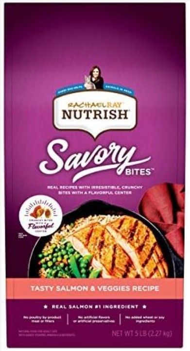 Photo 1 of *1/3/2025* Rachael Ray Nutrish Savory Bites Dry Cat Food, Tasty Salmon & Veggies Recipe, 5 Pound Bag (Pack of 1)