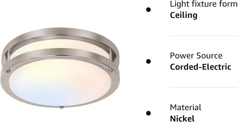 Photo 1 of 10'' Flush Mount LED Ceiling Light Fixture, 2700K/3000K/3500K/4000K/5000K Adjustable Ceiling Lights, Brushed Nickel Saturn Dimmable Lighting for Hallway Bathroom Kitchen or Stairwell, ETL Listed