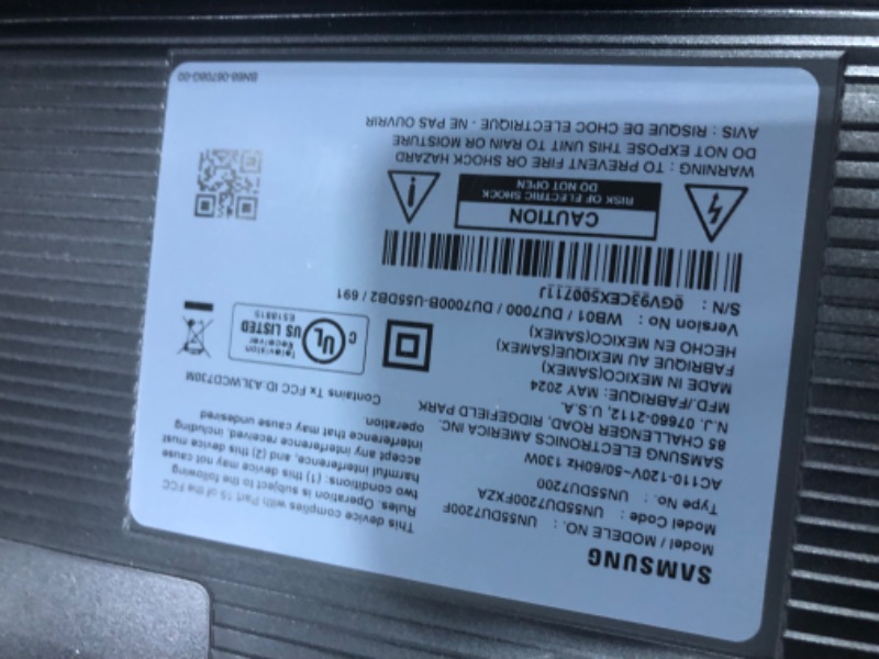 Photo 5 of **SEE NOTES**SAMSUNG 55-Inch Class Crystal UHD 4K DU7200 Series HDR Smart TV w/Object Tracking Sound Lite, PurColor, Motion Xcelerator, Mega Contrast, Q-Symphony (UN55DU7200, 2024 Model) 55-Inch TV Only