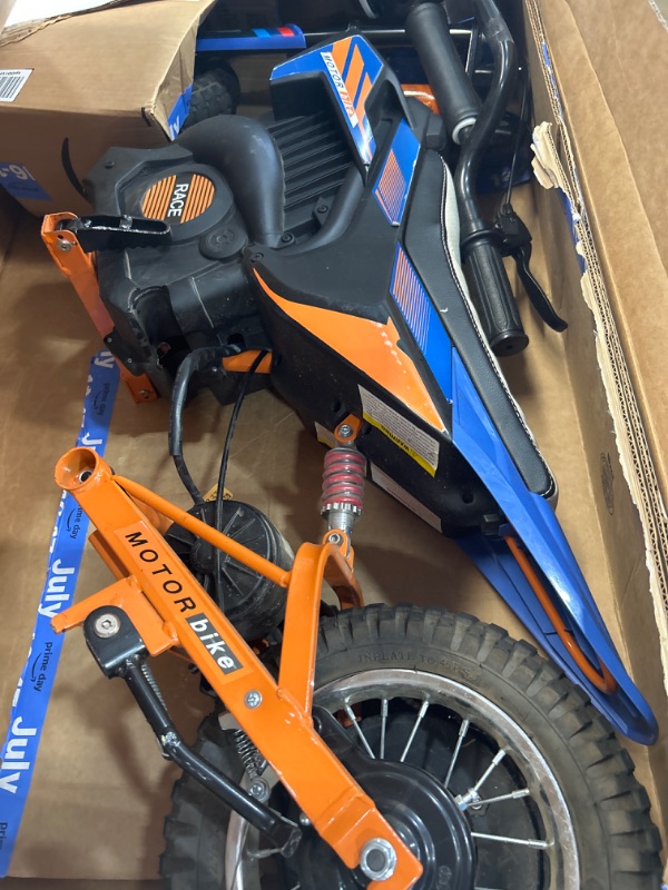 Photo 2 of ****UNKNOWN IF MISSING PARTS , NO CHARGER **** 24V Kids Electric Dirt Bike 250W Motor Off-Road Motorcycle, 13.6MPH Fast Speed Powerful Motorcycle for Kids, Electric Mini Bike with Twist Grip Throttle, Leather Seat, Metal Suspension, Rubber Tires
