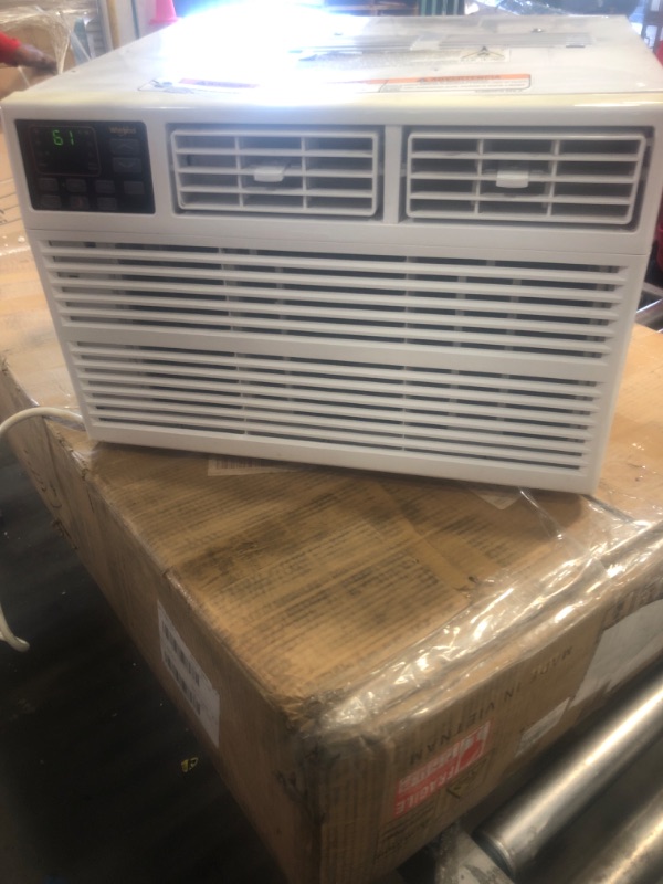 Photo 2 of **Used See Notes** Whirlpool 8,000 BTU Window Air Conditioner with Dehumidifier, 115V, Window AC for Rooms up to 350 Sq. Ft., Living Room, Bedroom, or Apartment, with 3 Speeds, Remote Control, and 24H Timer, White