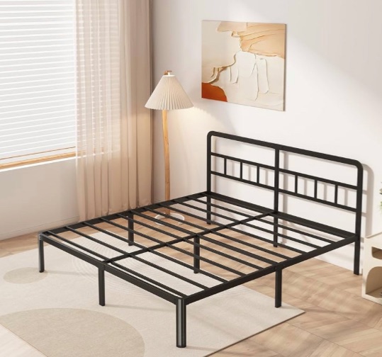 Photo 1 of ***NONREFUNDABLE - THIS SALE FINAL -  PARTS ONLY - SEE COMMENTS***
14 Inch King Bed Frame with Headboard, Heavy Duty Metal King Size Platform Bed Frame with Rounded Corner Legs, No Box Spring Needed, Noise Free, Easy Assembly, Black