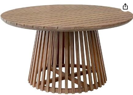 Photo 1 of Armen Living Escondido Modern Outdoor Patio Dining Table, Light Brown Eucalyptus