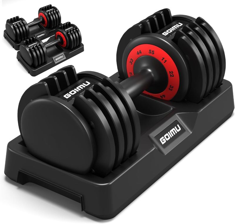 Photo 1 of ***STOCK PHOTO REFERENCE ONLY ONE DUBMBELL INCLUDED***Adjustable Dumbbell 25/55LB Single Dumbbell 5 Weight Options Dumbbell Anti-Slip Metal Handle