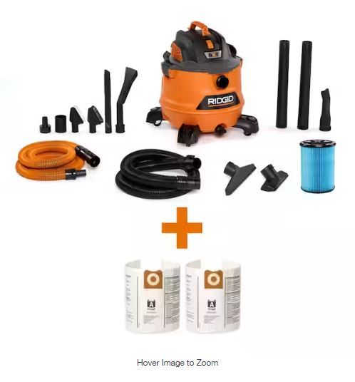 Photo 1 of 
RIDGID
14 Gallon 6.0 Peak HP NXT Shop Vac Wet Dry Vacuum with Fine Dust Filter, Dust Bags, Accessories and Car Cleaning Kit