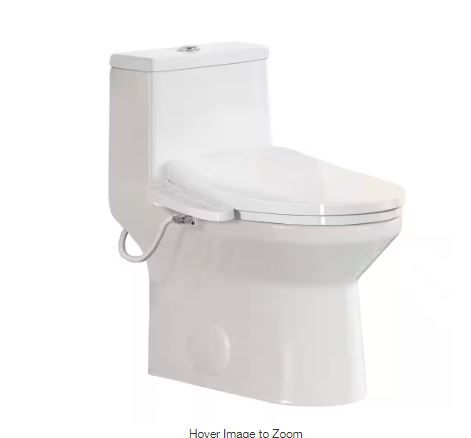 Photo 1 of ADA Chair Height Elongated Bidet Toilet Combo Dual Flush 0.8/1.28 GPF in White with Electric Bidet Seat, Warm Air Dryer
