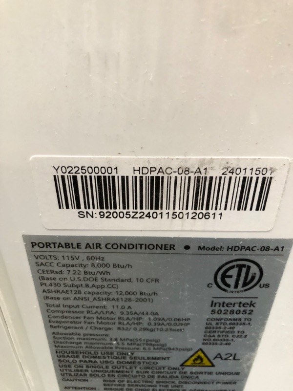 Photo 3 of **PARTS ONLY NON REFUNDABLE**READ NOTES**
KAMLAM 12000 BTU Portable Air Conditioners for Room up to 500 sq.ft, 3-IN-1 Quiet Cooling Portable AC Unit 