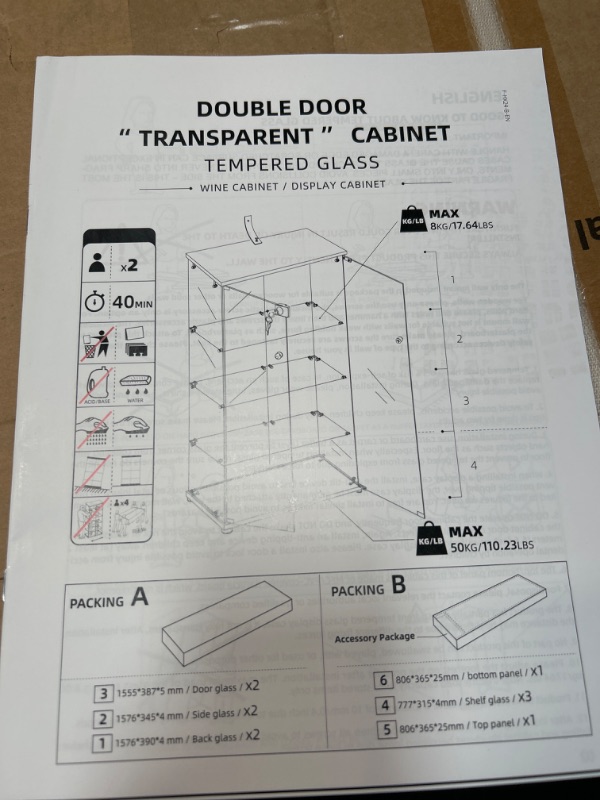 Photo 3 of **MINOR SCRATCHES**READ NOTES**
Double door transparent cabinet tempered glass. Some cabinet. 