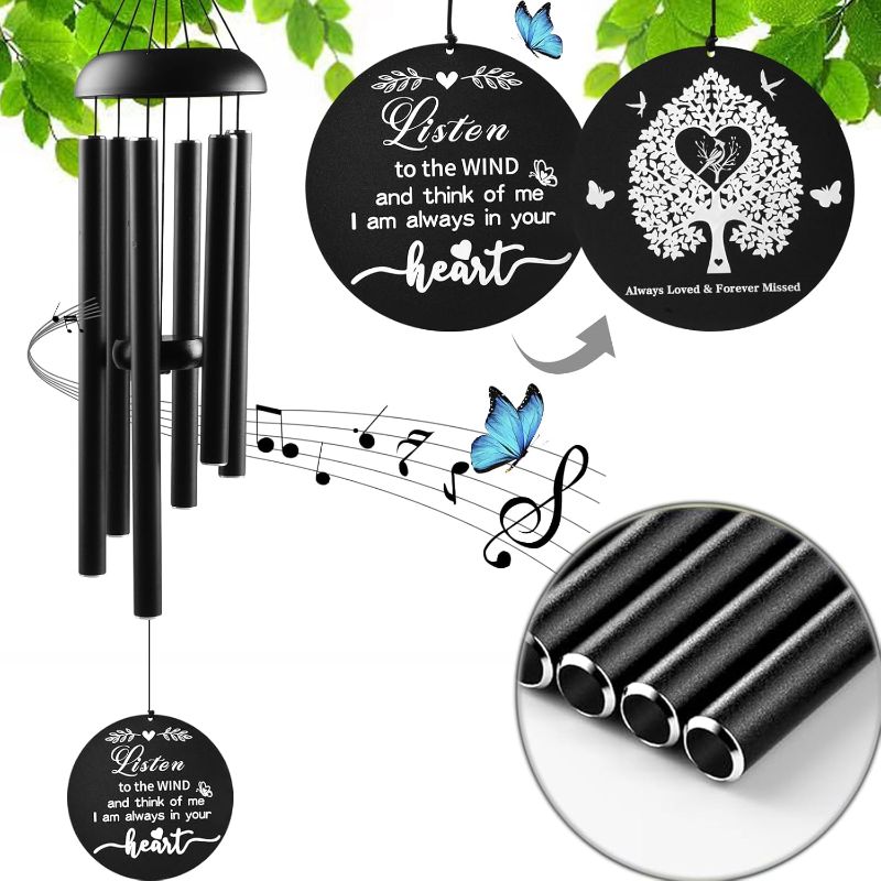 Photo 1 of (reference photo/ similar ) Sympathy Memorial Wind Chimes for Outside Loss of Loved One, Sympathy Gift Baskets Windchimes Outdoors in Memory of A Loved One, Grief Funeral Bereavement Memorial Gifts for Loss of Father Mother, 32"
