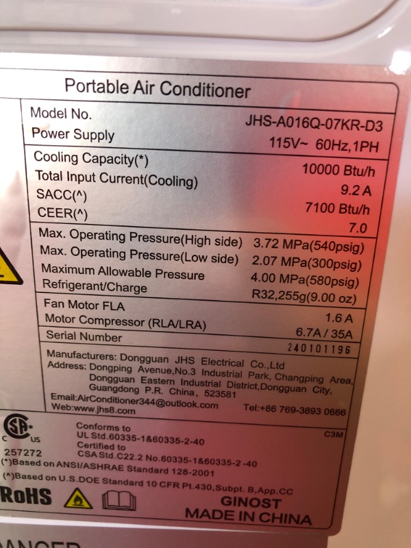 Photo 1 of 12,000 BTU Portable Air Conditioner Cools Up to 500 Sq.Ft, 3-IN-1 Energy Efficient Portable AC Unit with Remote Control & Installation Kits for Large Room, Campervan, Office, Temporary Space