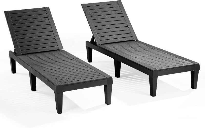 Photo 1 of **NONREFUNDABLE**FOR PARTS OR REPAIR**SEE NOTES**
Nestl Patio Chairs - Waterproof Outdoor Chaise Lounge Chair, Set of 2 Adjustable Lawn Chairs, Lightweight Black Chaise Lounge Outdoor
