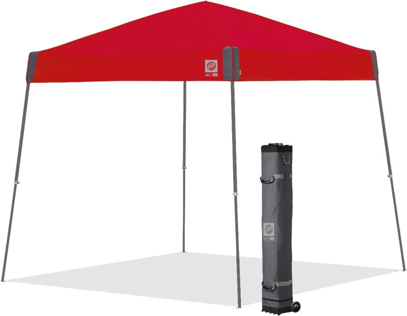 Photo 1 of *MISSING ACCESORIES** E-Z UP Swift 12x12 Shelter - Angled Legged, Red Top, Cool Gray Frame
