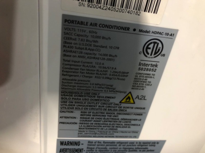 Photo 3 of 12,000 BTU Portable Air Conditioner Cools Up to 500 Sq.Ft, 3-IN-1 Energy Efficient Portable AC Unit with Remote Control & Installation Kits for Large Room, Campervan, Office, Temporary Space