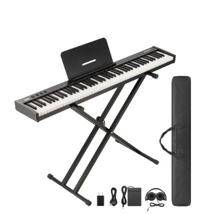 Photo 1 of *NO SERIAL NUMBER FOUND** GARVEE Piano Keyboard 88 Keys Semi-weighted, Full-Size Electric Keyboard Piano for Beginners,Portable Keyboard with Stand,Headphones,Sustain Pedal,Handbag,Bluetooth, USB MIDI
