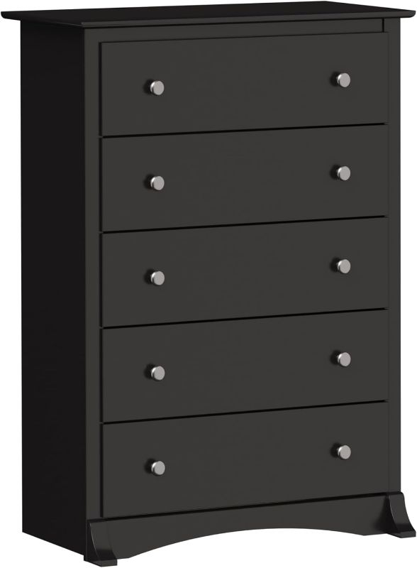 Photo 1 of *PREOPENED//MISSING SOME HARDWARE** Prepac Sonoma Superior 5-Drawer Chest for Bedroom - Spacious and Stylish Chest of Drawers, Measuring 17.75"D x 31.5"W x 44.75"H, In Black Finish
