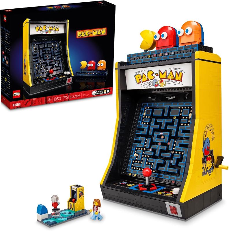 Photo 1 of (MISSING PARTS/ SEE NOTES) 
LEGO Icons PAC-Man Arcade Building Kit, Build a Replica Model of a Classic Video Game, Nostalgic Gift for Fans of Retro Video Games and Retro Décor, Includes PAC-Man, Blinky and Clyde, 10323
