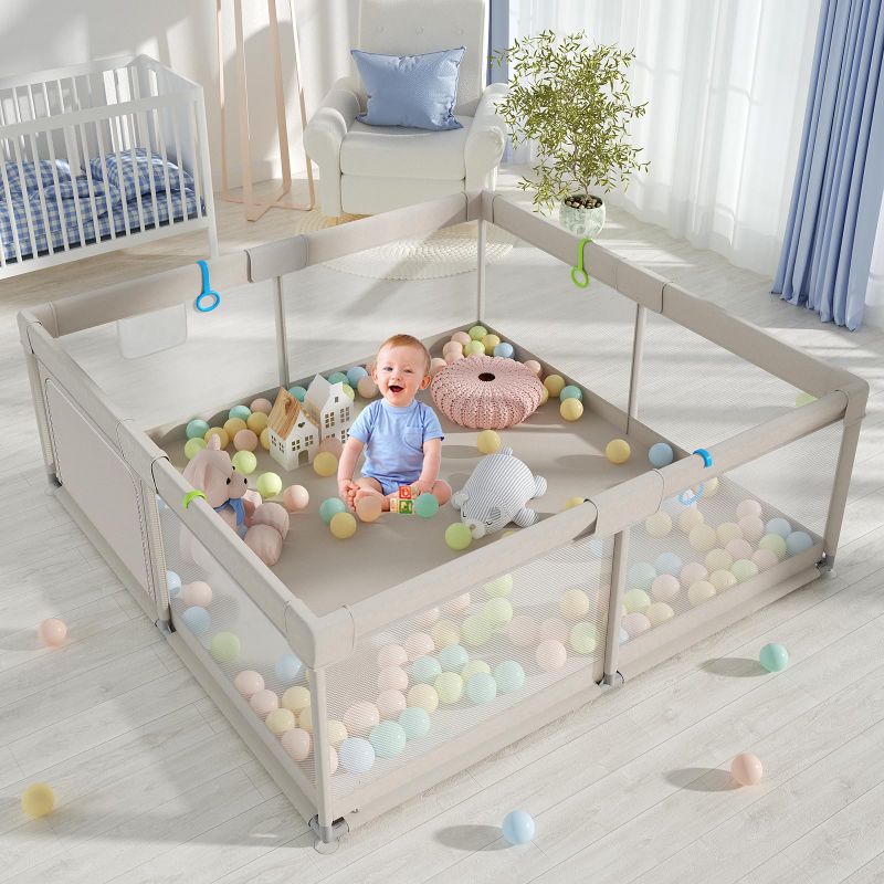 Photo 1 of **MISSING ACCESSORIES-DIFFERENT COLOR**
Baby Playpen,Playpen for Babies and Toddlers, Play Pen for Kids, Play Pen for Babies and Toddlers (59 * 59 inch playpen Without mat)