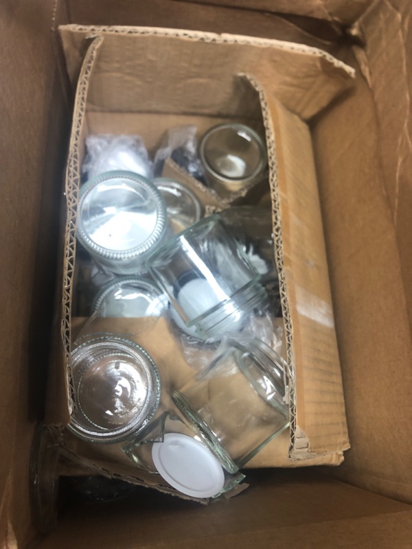 Photo 2 of *BROKEN GLASS IN BOX* 4oz Glass Jars With Lids 24Pcs, Small Clear Canning Jars with Black Lids, Mini Round Canning Jars Wide Mouth for Empty Cosmetic Containers for Creams, Beauty Products, Cosmetic, Lotion, and Ointments