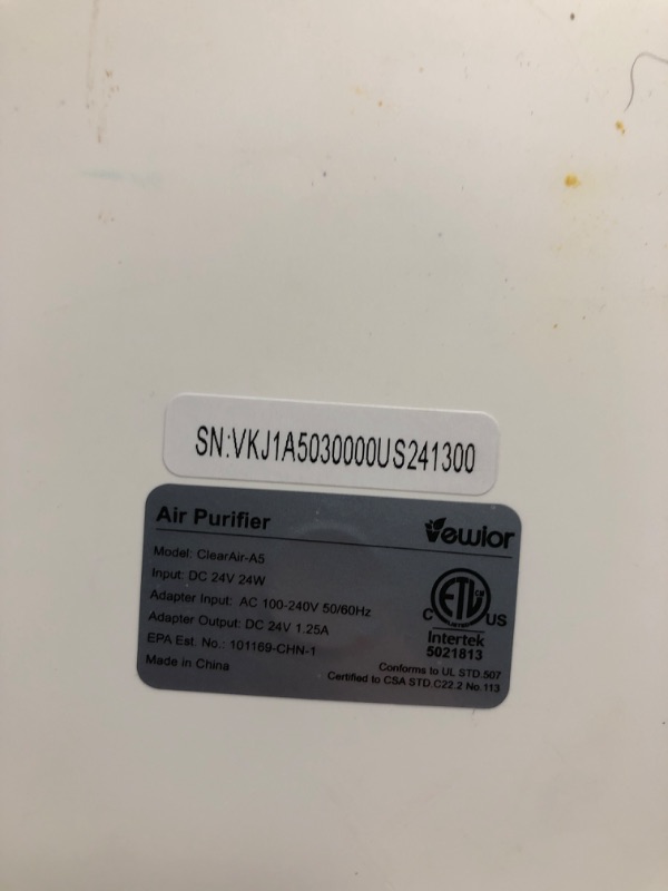 Photo 7 of ***READ NOTES***(FOR PARTS)
Air Purifiers, Home Air purifier for Large Room Bedroom Up to 1560ft², VEWIOR H13 True HEPA Air Filter for Wildfire Smoke Pets Pollen Odor, with Air Quality Monitoring Light, Auto/Sleep Mode, 6 Timer