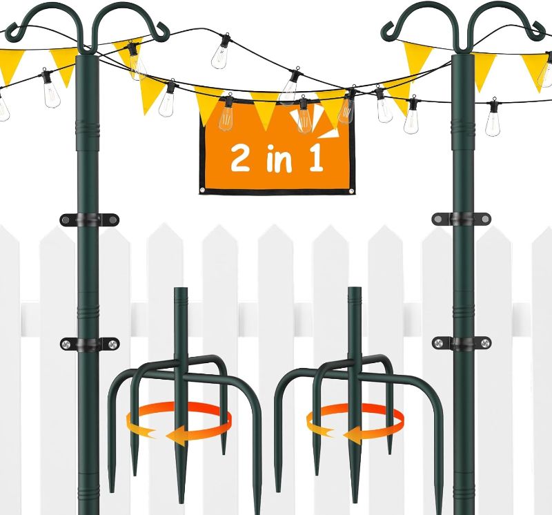 Photo 1 of 
Keten String Light Poles 2 Pack, 10ft Adjustable Metal Poles with 5 Prongs & Fixing Clips for Outdoor String Lights, Light Poles Stand for Patio,...