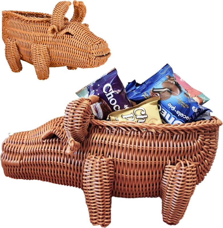 Photo 1 of ***USED - DIRTY - NO PACKAGING***
Prosumers Choice Bull Shaped Open Storage Bin - Woven Wicker Basket, Safari Bins Nursery Décor - Creative Organizer for Home - Decorative Serving Basket - 12x6 inches - Brown