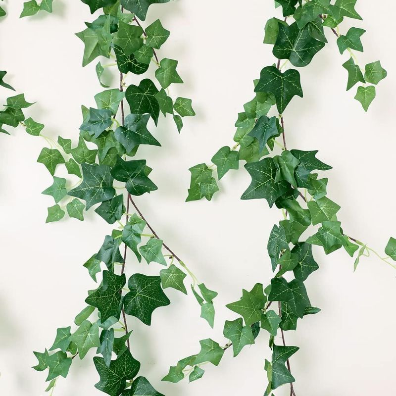 Photo 1 of 3 Strands Odorless Artificial Ivy Vines Kit, 71" Silk Ivy Garland with Green Leaves, Fake Hanging Plants Greenery Decoration for Bedroom, Windows, Walls, Wedding, Outdoor Decor (Green)
