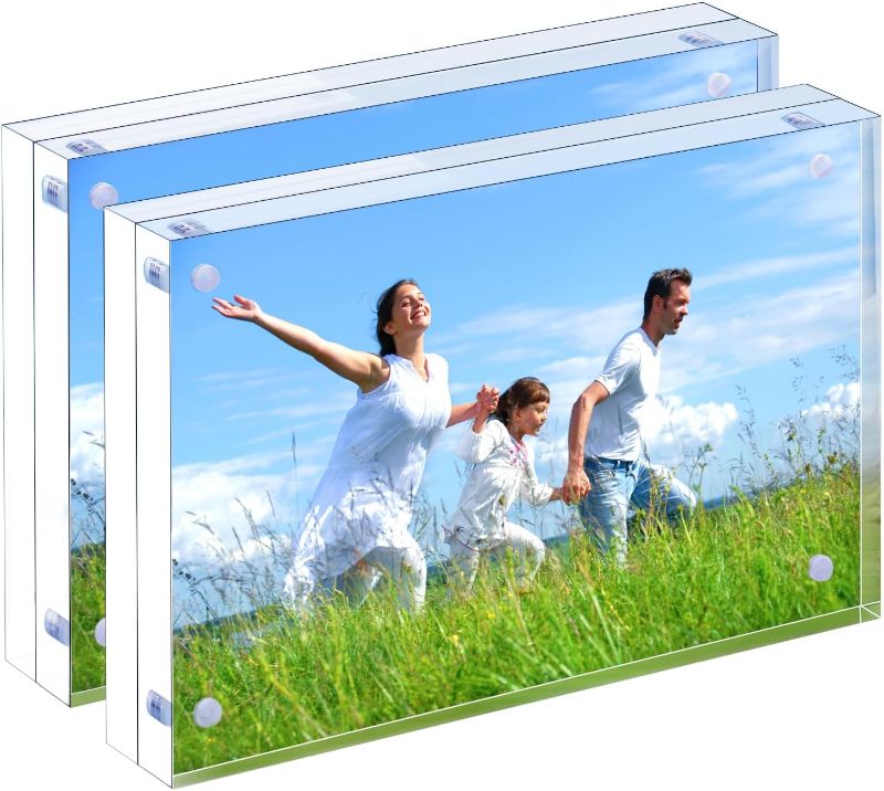 Photo 1 of Acrylic Picture Frame, 2pack 4x6 Inch Photo Frames, Magnetic Clear Acrylic Frames, Double-Sided Acrylic Frame Stand Picture Frame, Best Gift for Family, Friend