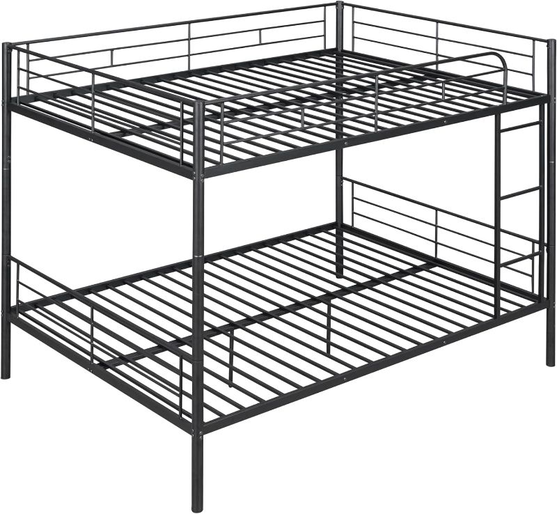 Photo 1 of * FRAME ONLY* Metal Bunk Beds Full Over Full Size with Ladder and High Guardrail, Able to Split, Metal Bunk Bed, Storage Space, Noise Free, Easy Assembly (Black)
