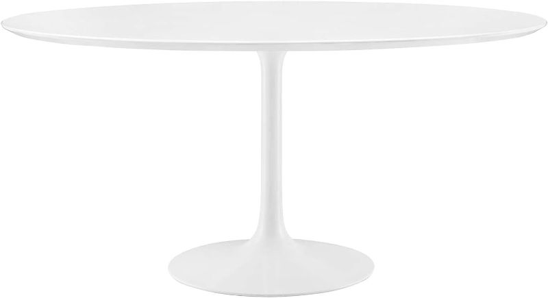 Photo 1 of * SEE NOTES* Modway Lippa 60" Mid-Century Modern Dining Table with Round Top and Pedestal Base in White
