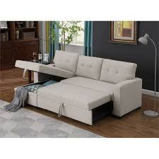 Photo 1 of * PARTIAL SET SEE NOTES* Devion Furniture Polyester Fabric Reversible Sleeper Sectional Sofa-Beige