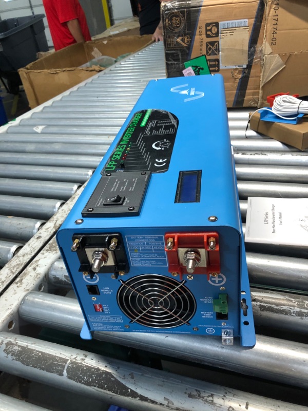 Photo 4 of * BLUE COLORED UNIT* SUNGOLDPOWER 4000W Max 12000W Input 240VAC Split Phase 120V / 240V Output Pure Sine Wave Inverter Charger 120A DC 12V Converter Remote Control AC Priority Battery Priority