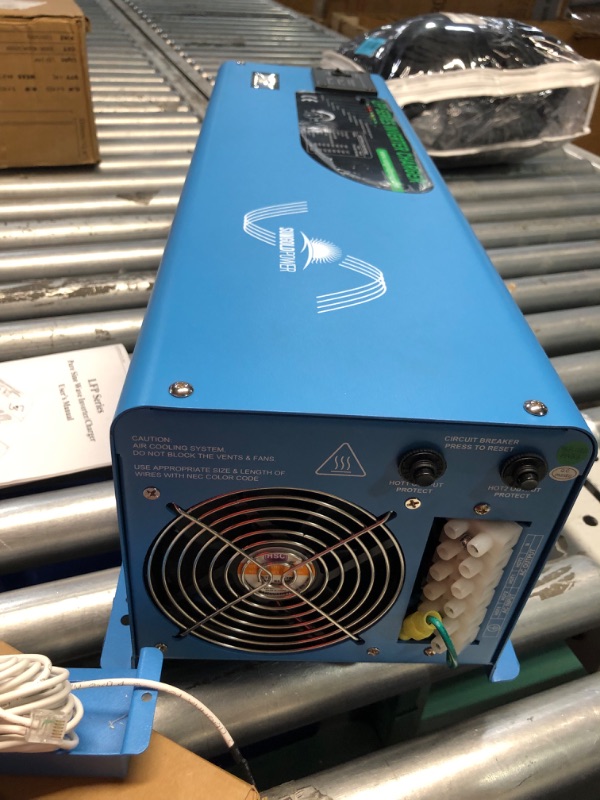 Photo 5 of * BLUE COLORED UNIT* SUNGOLDPOWER 4000W Max 12000W Input 240VAC Split Phase 120V / 240V Output Pure Sine Wave Inverter Charger 120A DC 12V Converter Remote Control AC Priority Battery Priority