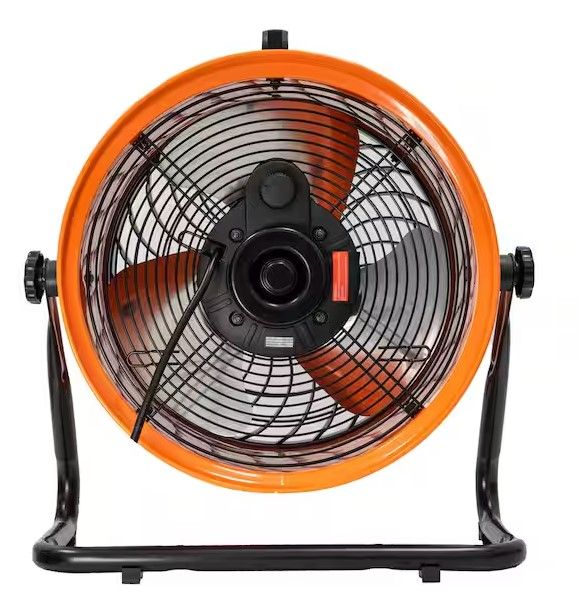 Photo 1 of 16 in. 3-Speed Drum Floor Fan in Orange High Velocity Turbo